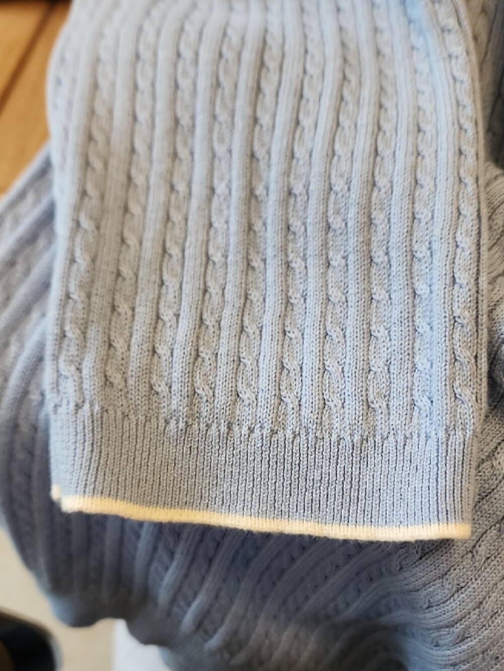 Ralph Lauren Light Blue V-Neck Cableknit Sweater - Picture 4 of 7